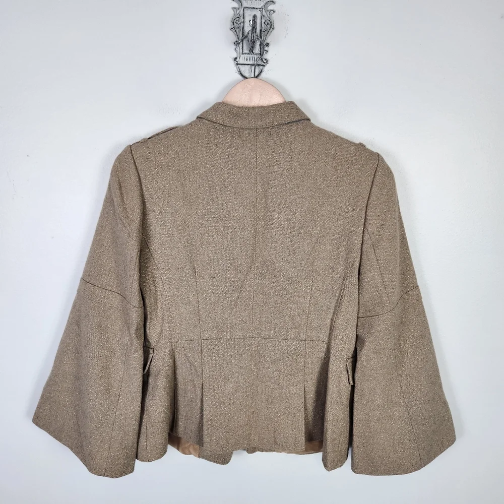 NWOT Banana Republic Tan Gold Metallic‎ Wool Blend Military Blazer Size 6 #0572